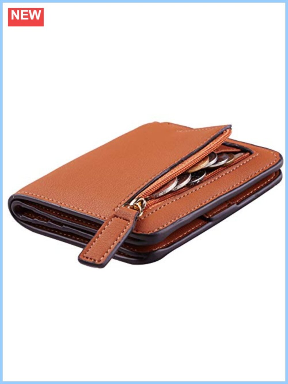 Small Slim Vegan Leather RFID Wallet Bifold Mini Purse Clear ID Window
